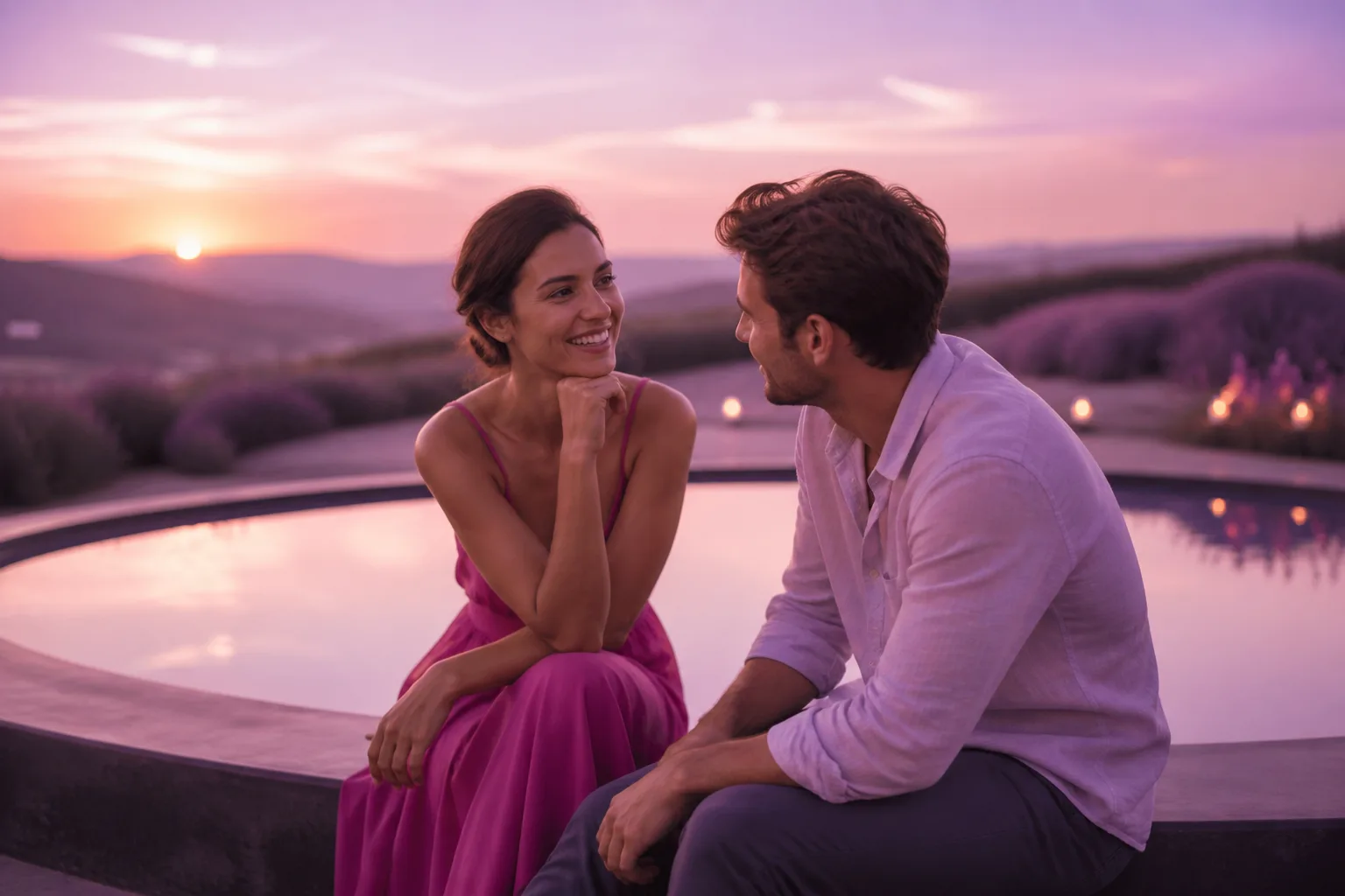 Two Surrey singles enjoying a relaxed conversation on a local date