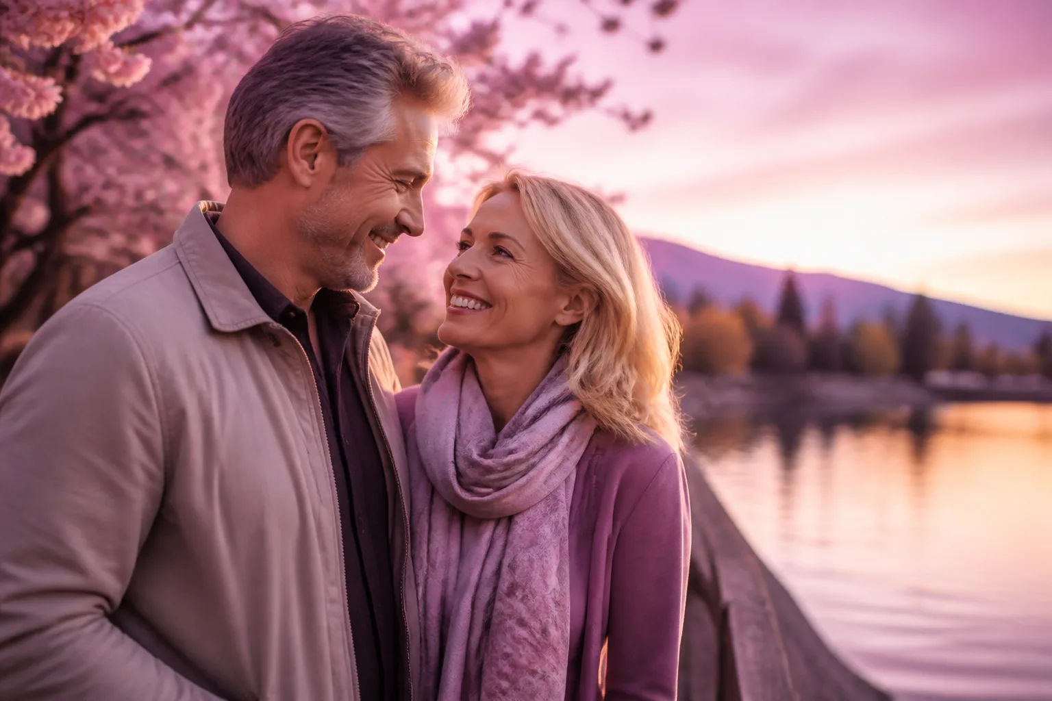 Mature Surrey single enjoying a relaxed conversation with an adult family member