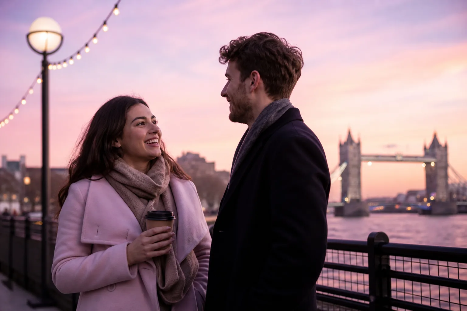 Catholic singles enjoying a relaxed conversation at a London café