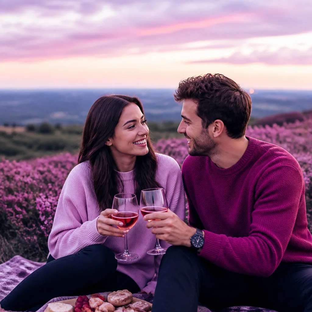 Surrey couple having coffee during a safe daytime first date
